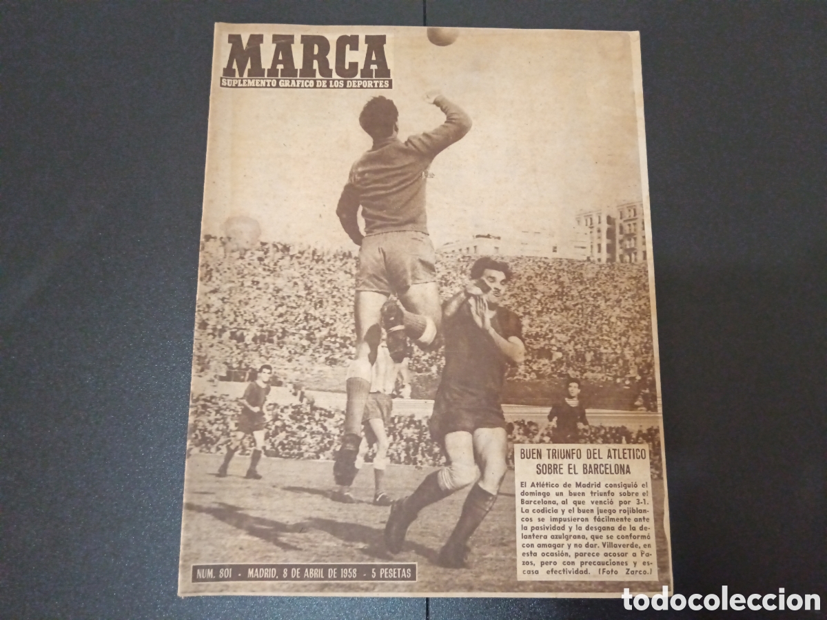 Sports collectibles: MARCA N&deg; 801 (08/04/1958) REAL MADRID VASAS COPA EUROPA AT MADRID FC BARCELONA LIGA
