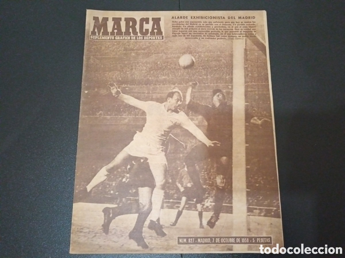 Sports collectibles: MARCA N&deg; 827 (07/10/1958) DI STEFANO JORNADA LIGA ESPECIAL GANGIO