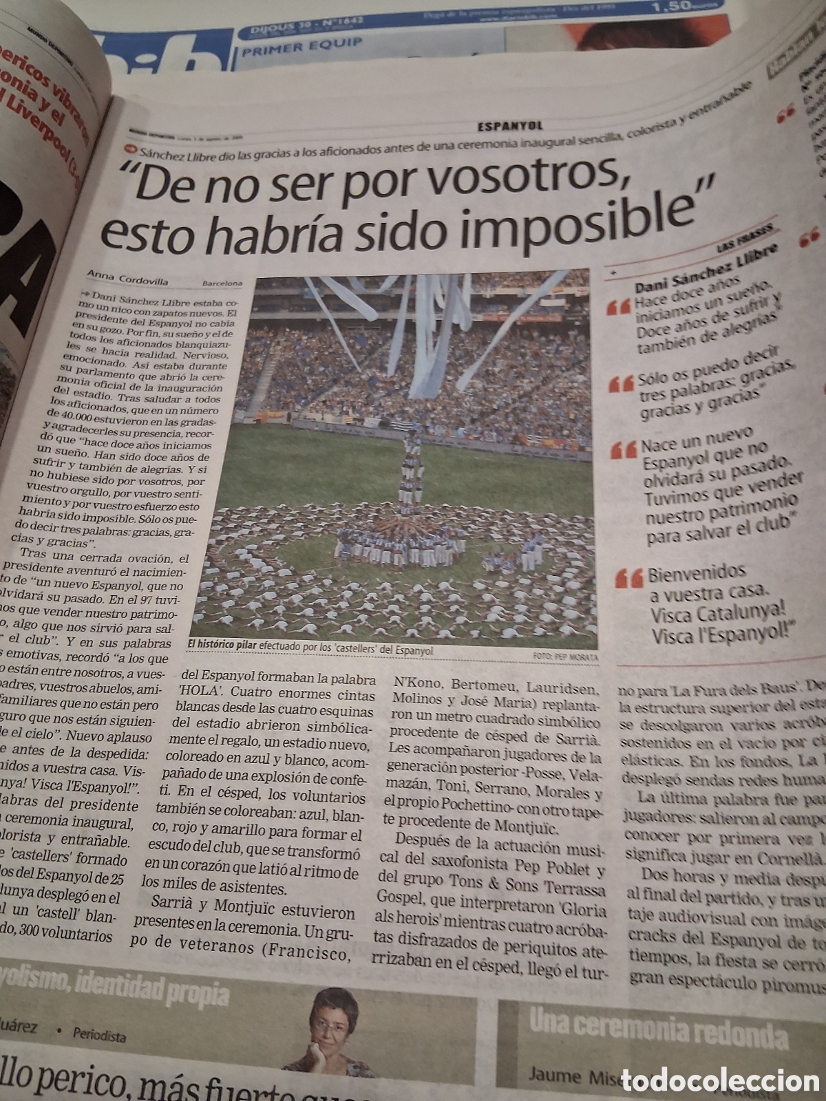 Coleccionismo deportivo: RCD ESPANYOL. INAUGURACION ESTADIO. - Foto 7