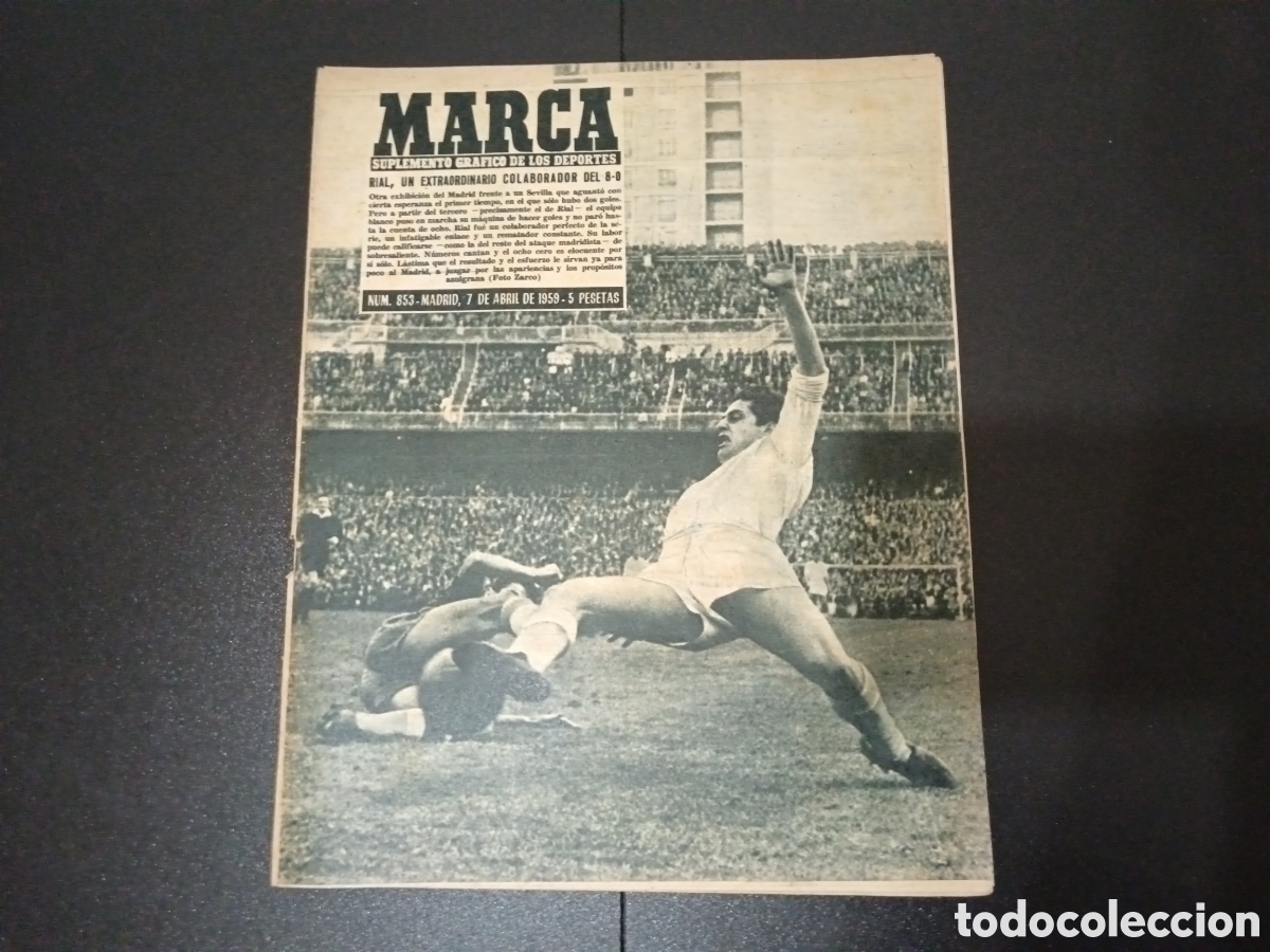Colecionismo desportivo: MARCA N&deg; 853 (07/04/1959) PEL&Eacute; JORNADA LIGA HOCKEY PATINES
