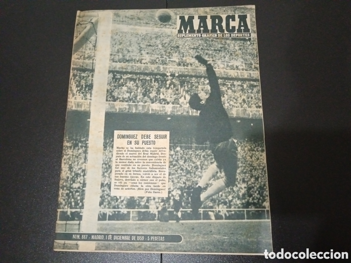 Collectionnisme sportif: MARCA N&deg; 887 (01/12/1959) HOMENAJE PUCHADES REAL MADRID FC BARCELONA LIGA COPA EUROPA