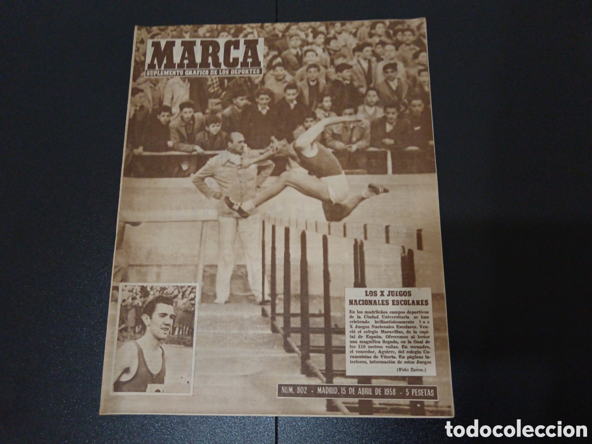 Colecionismo desportivo: MARCA N&deg; 802 (15/04/1958) ESPA&Ntilde;A v PORTUGAL FUTBOL BERNARDO RUIZ CILISMO