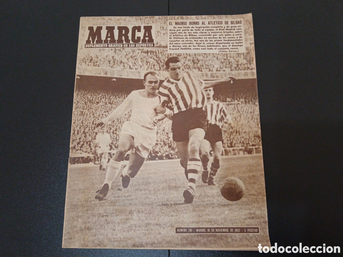 Sammelleidenschaft Sport: MARCA N&deg; 781 (19/11/1957) ATH BILBAO REAL MADRID LIGA SANTISTEBAN MACHADO VALENCIA CF
