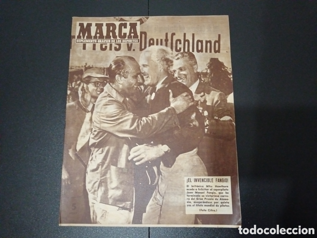 Sammelleidenschaft Sport: MARCA N&deg; 767 (13/08/1957) FANGIO CAMPEON DEL MUNDO FORMULA 1 MONTA&Ntilde;ISMO NATACION