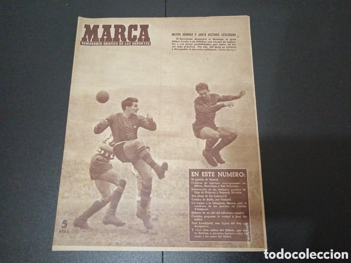 Colecionismo desportivo: MARCA N&deg; 686 (24/01/1956) SAM LANGFORD BOXEO AT MADRID BARCELONA LIGA