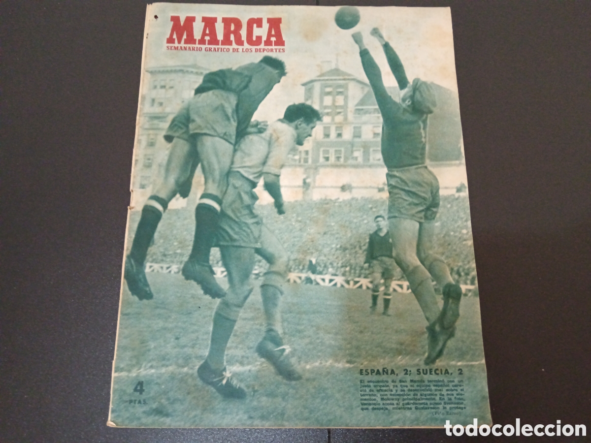 Colecionismo desportivo: MARCA N&deg; 571 (10/11/1953) ESPA&Ntilde;A v SUECIA REAL MADRID v CRUZEIRO