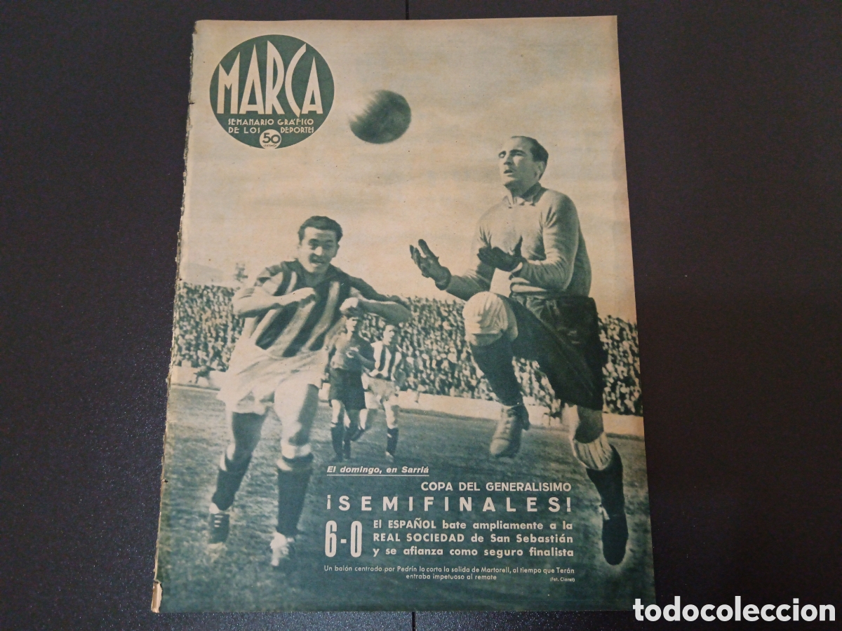 Colecionismo desportivo: MARCA N&deg; 122 (10/06/1941) Espa&ntilde;ol Real Sociedad semifinal copa Madrid Barcelona Joe Louis