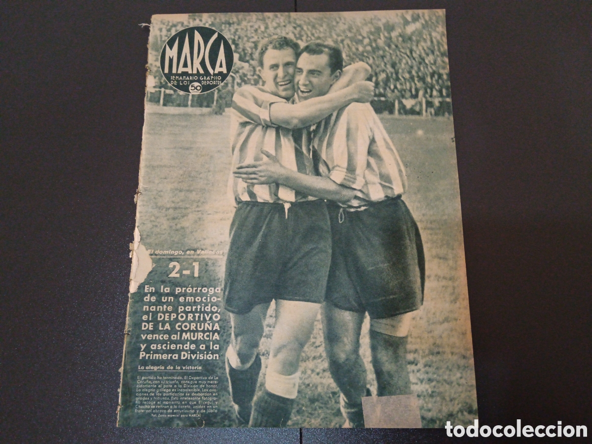 Sports collectibles: MARCA N&deg; 117 (06/05/1941) Deportivo Coru&ntilde;a Castell&oacute;n ascenso 1 div . Torneo de los 4