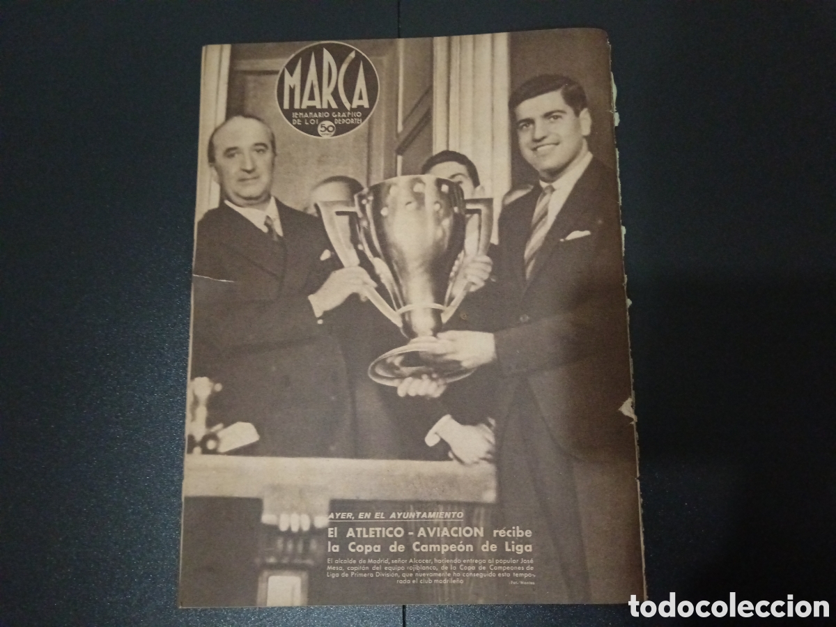 Sports collectibles: MARCA N&deg; 109 (11/03/1941) AT AVIACION CAMPEON LIGA SAN MAMES ESPA&Ntilde;A PORTUGAL AT AVICION REAL MADRID