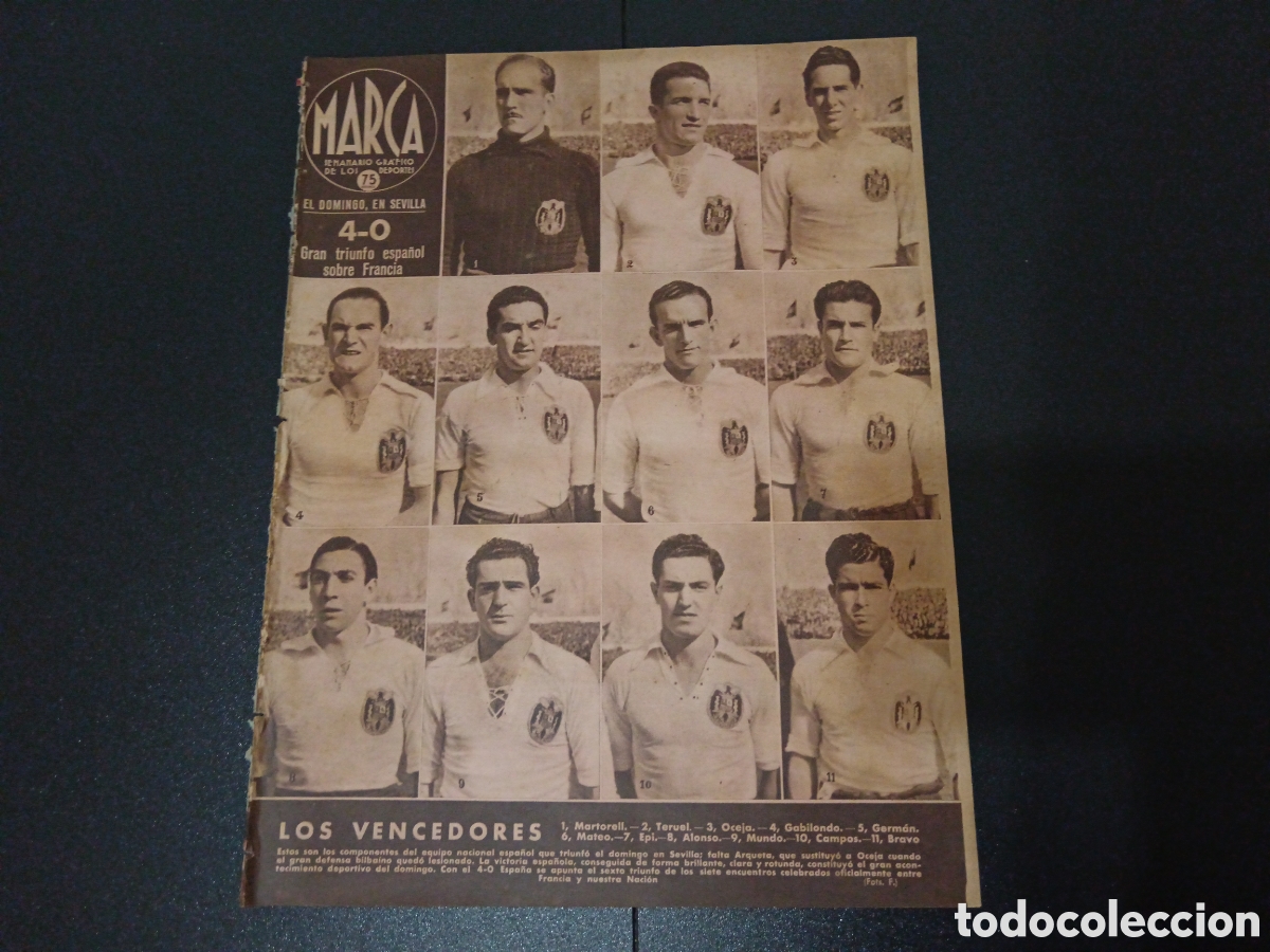 Coleccionismo deportivo: MARCA N&deg; 162 (17/03/1942) Especial Espa&ntilde;a Francia Samitier