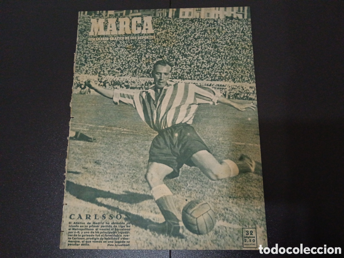 Coleccionismo deportivo: MARCA N&deg; 407 (19/09/1950) Carlsson AT Madrid 6 FC Barcelona 4 liga especial Zaragoza Santander