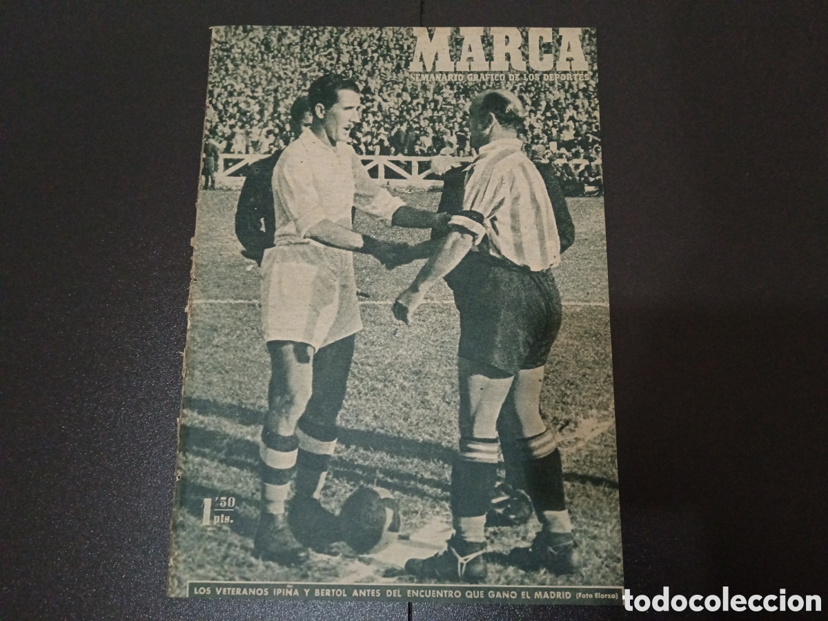 Sammelleidenschaft Sport: MARCA N&deg; 306 (12/10/1948) IPINHA BERTOL REAL MADRID BILBAO BARCELONA ALCOYANO RESTO JORNADA