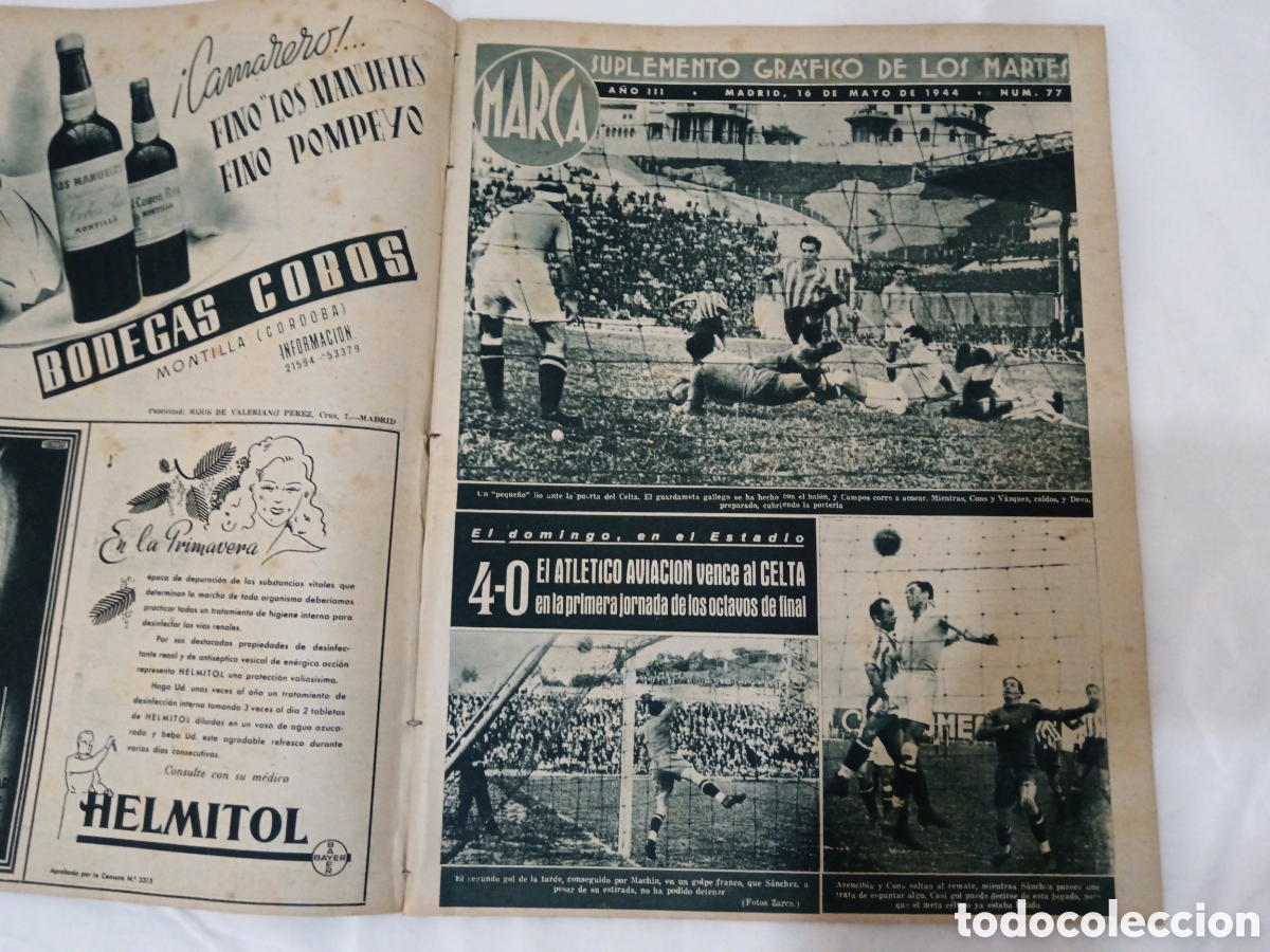 Coleccionismo deportivo: MARCA N&deg; 77 (16/05/1944) - Foto 2