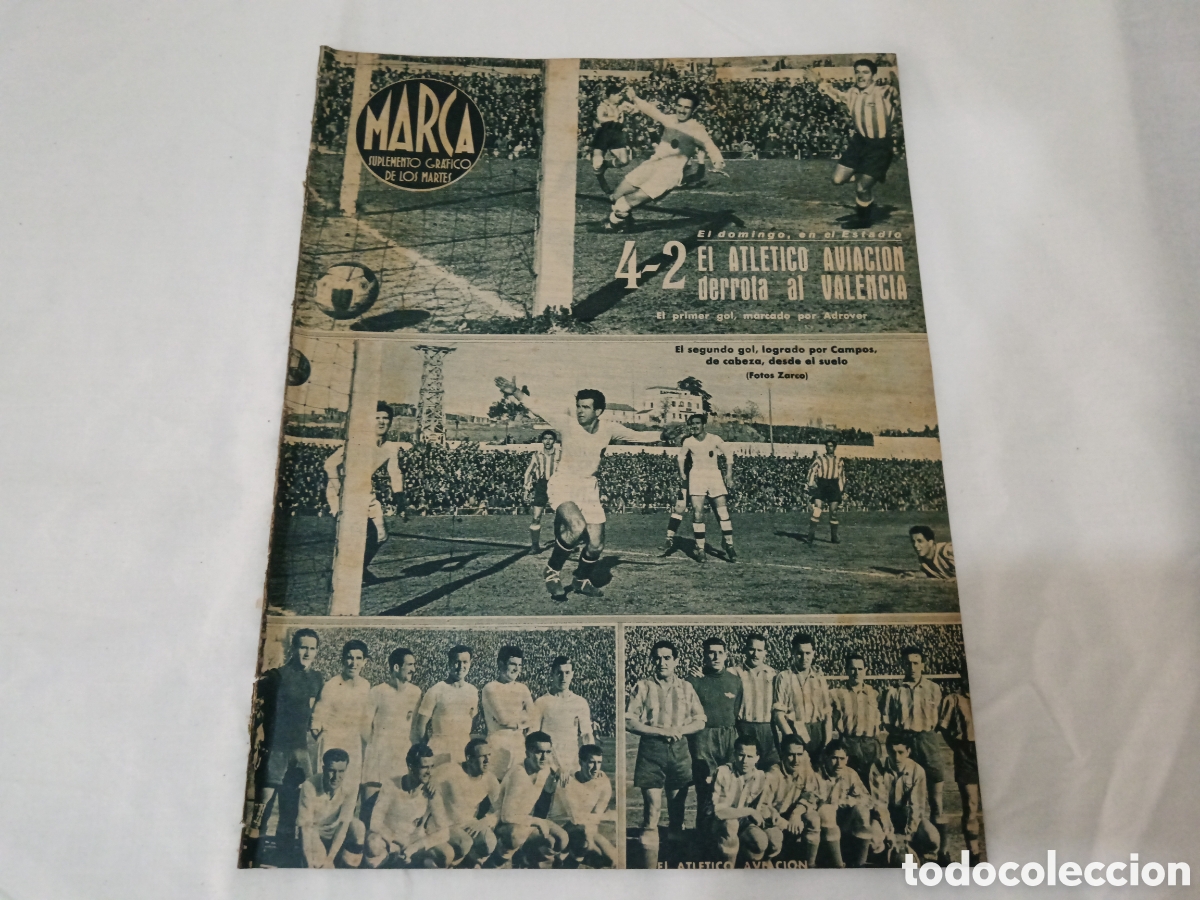 Sammelleidenschaft Sport: MARCA N&deg; 64 (15/02/1944) real Sociedad Oviedo AT Aviaci&oacute;n Valencia liga