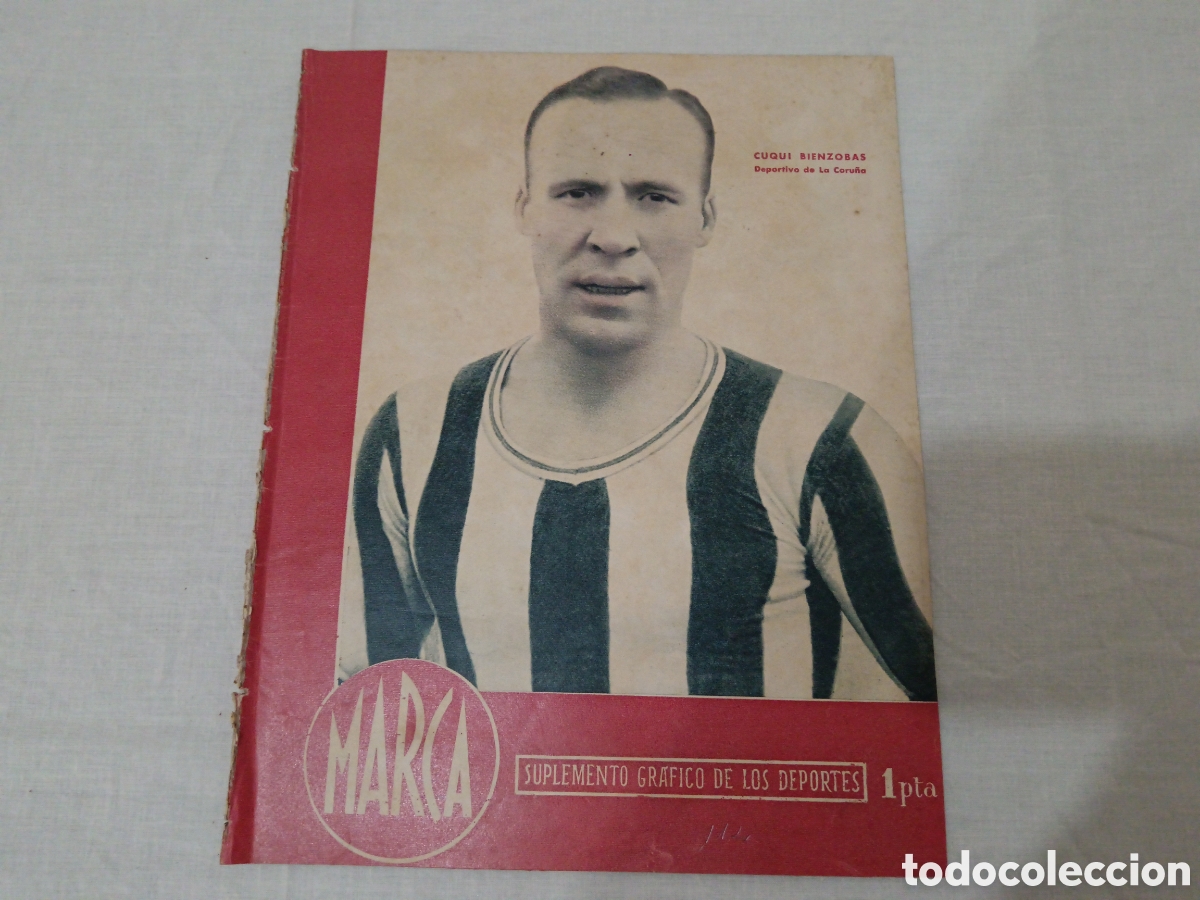 Sammelleidenschaft Sport: MARCA N&deg; 114 (30/01/1945) CUQUI BIENZOBAS REAL MADRID DEPORTIVO CORU&Ntilde;A GIJON VALENCIA LIGA