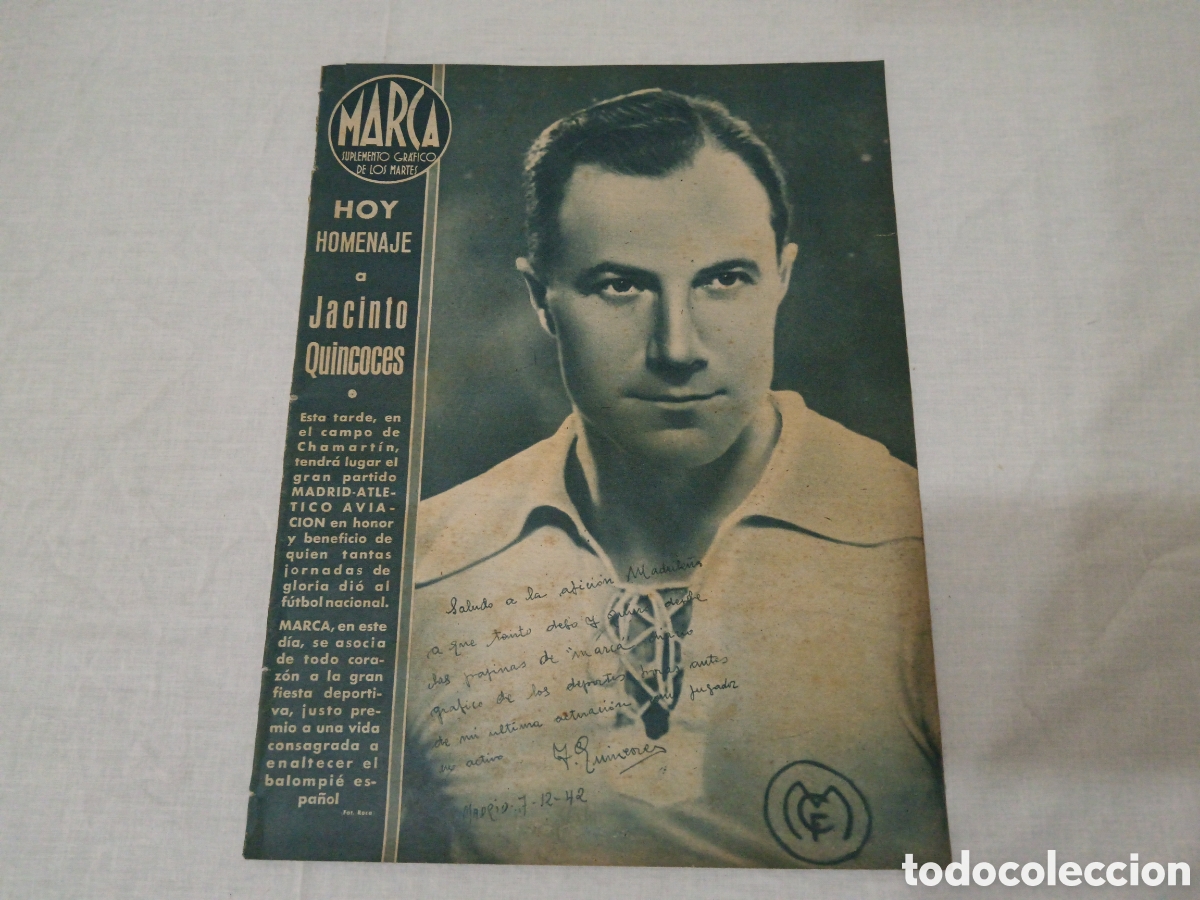 Sammelleidenschaft Sport: MARCA N&deg; 2 (08/12/1942) Homenaje Quincoces