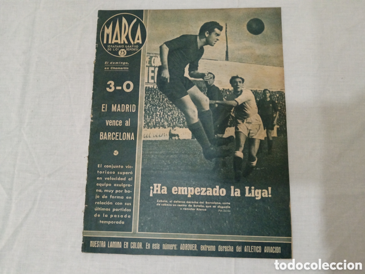 Sammelleidenschaft Sport: MARCA N&deg; 190 (29/09/1942) VICTOR DEL CAMPO REAL MADRID FC BARCELONA AT MADRID VALENCIA LIGA