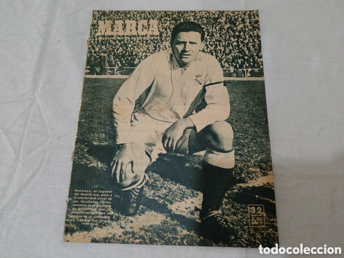 Colecionismo desportivo: MARCA N&deg; 377 (21/02/1950) MOLOWNY REAL MADRID MALAGA LIGA POSTER AVILA TORRELAVEGA