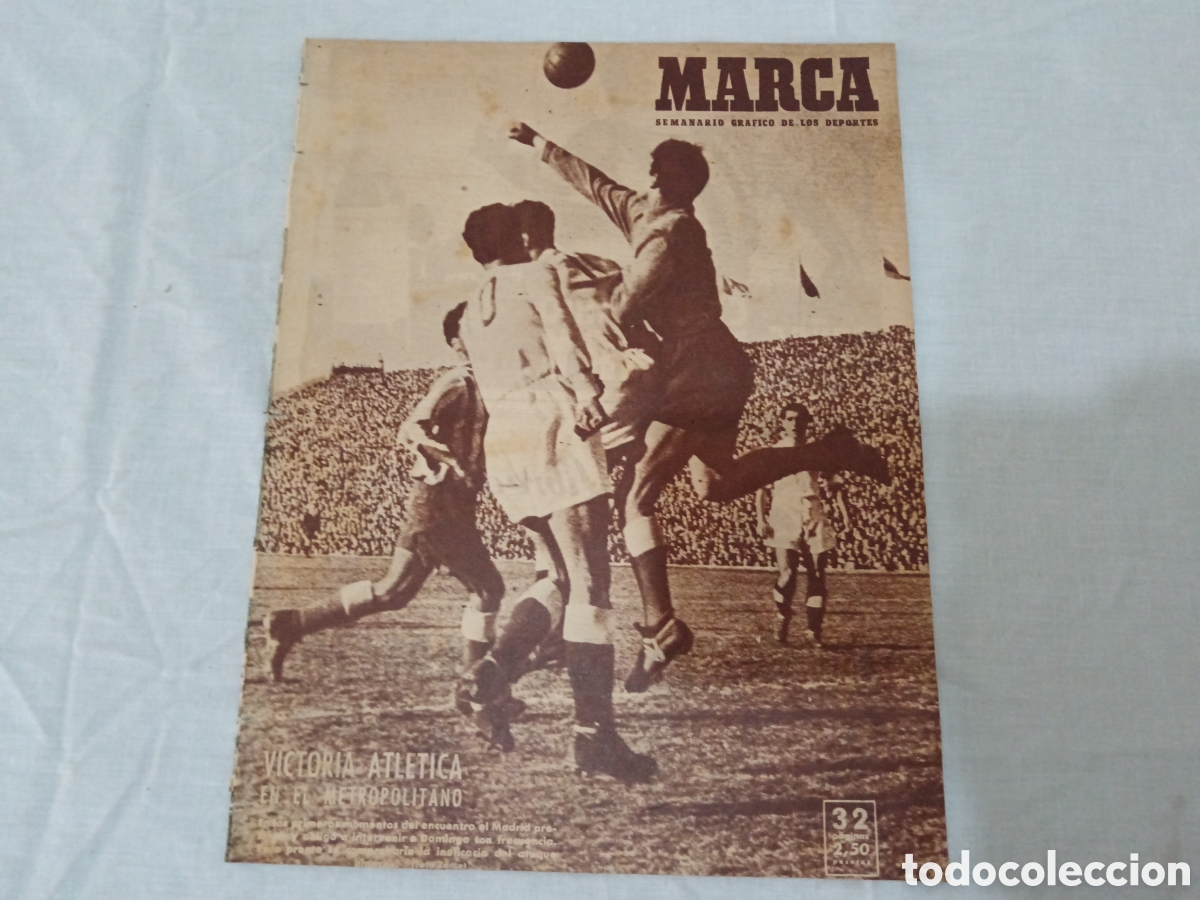 Colecionismo desportivo: MARCA N&deg; 376 (14/02/1950) AT MADRID REAL MADRID LIGA BOXEO LUIS SANTIAGO POSTER RCD MALLORCA