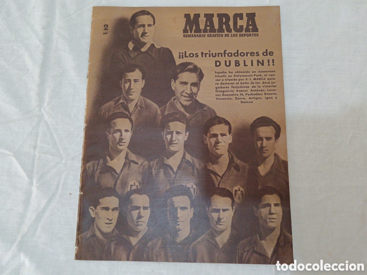 Sports collectibles: MARCA N&deg; 341 (14/06/1949) HOMENAJE A ESCOLA FC BARCELONA OPORTO IRLANDA ESPA&Ntilde;A