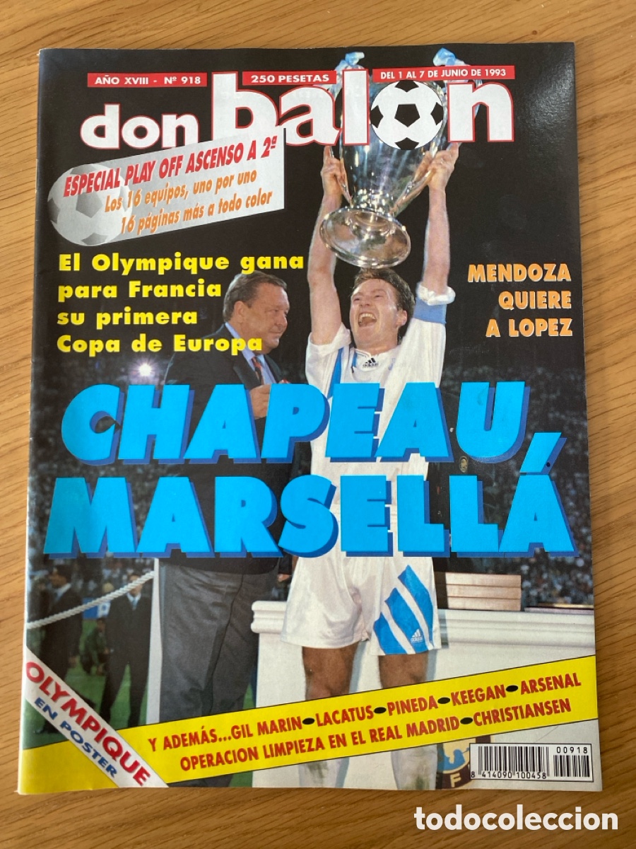 Coleccionismo deportivo: Don bal&oacute;n 918 - Marsella campe&oacute;n copa Europa Poster - Real Madrid - Espa&ntilde;a - Arsenal - Atl&eacute;tico