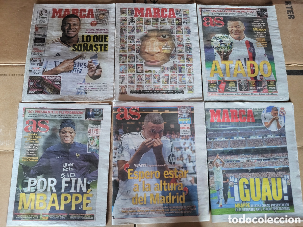 Coleccionismo deportivo: Lote peri&oacute;dicos Mbappe
