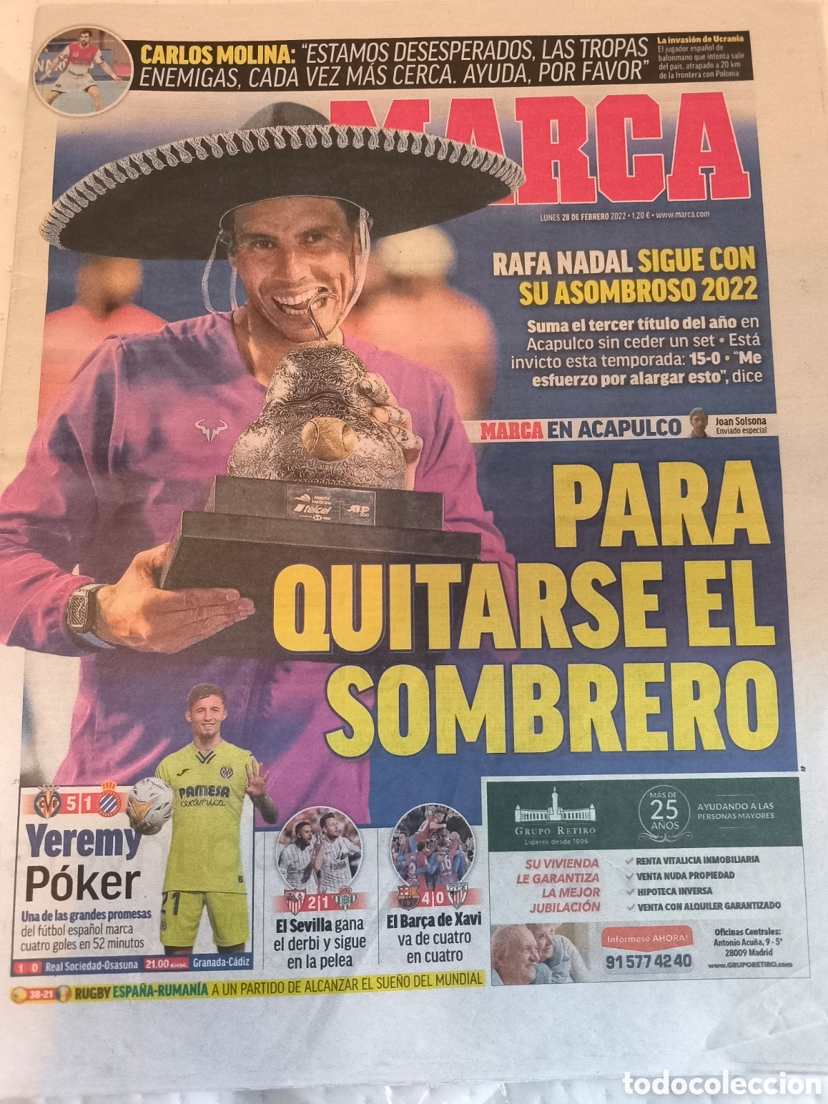 Sammelleidenschaft Sport: MARCA 28/FEBRERO/2022 RAFA NADAL ACAPULCO | YEREMY VILLARREAL 4 GOLES
