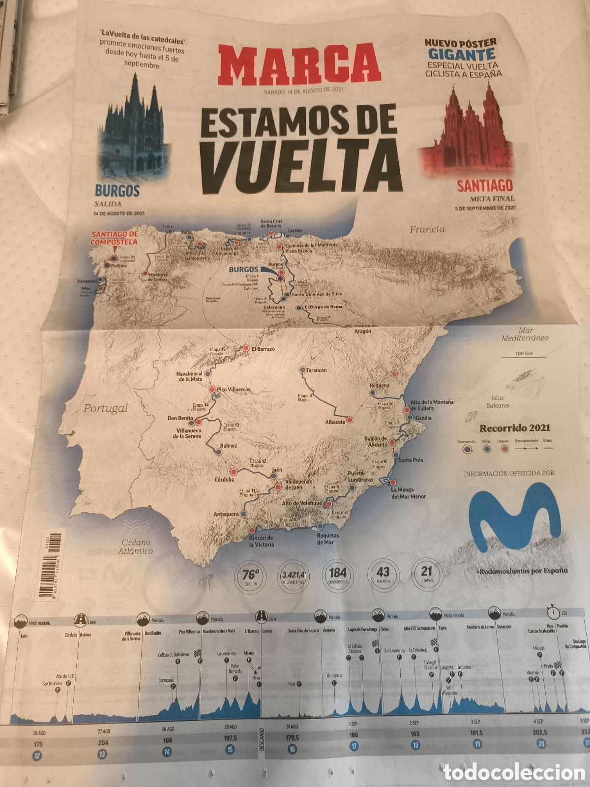 Sammelleidenschaft Sport: MARCA POSTER 14/AGOSTO/2021 VUELTA ESPA&Ntilde;A 2021