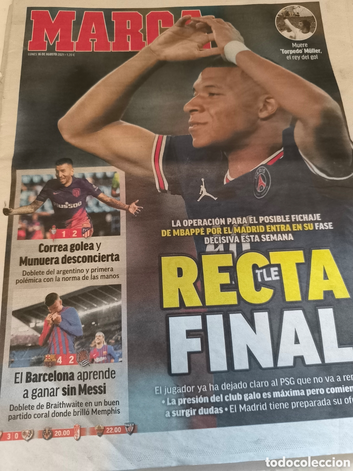 Sports collectibles: MARCA 16/AGOSTO/2021 MBAPPE RECTA FINAL | Muere Torpedo M&uuml;ller