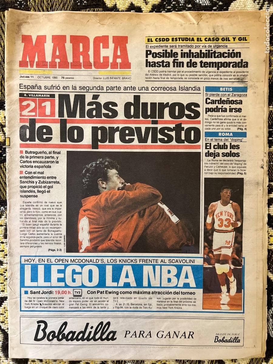 Sammelleidenschaft Sport: PERI&Oacute;DICO DIARIO DEPORTIVO MARCA Jueves 11 Octubre 1990 * MAS DUROS DE LO PREVISTO *