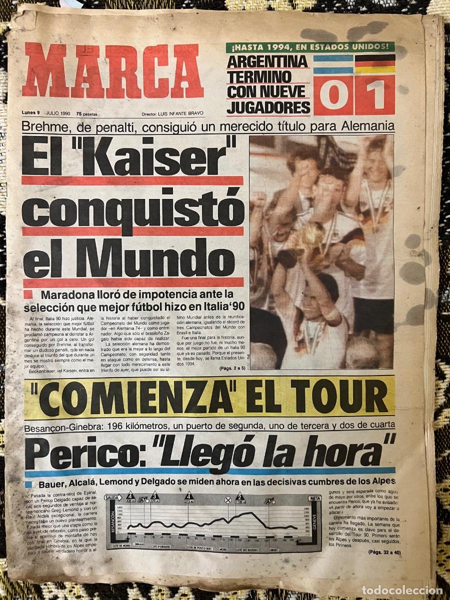 Sammelleidenschaft Sport: PERI&Oacute;DICO DIARIO DEPORTIVO MARCA Lunes 9 de Julio 1990 * El Kaiser Conquist&oacute; el mundo *