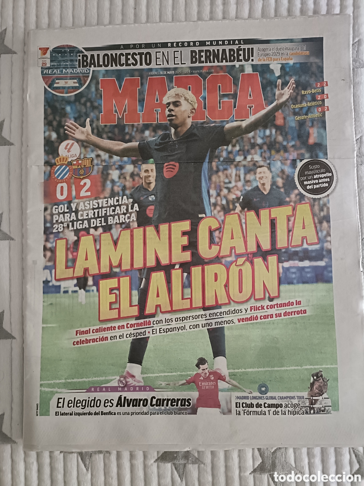 Sammelleidenschaft Sport: peri&oacute;dico Marca Lamine Canta el alir&oacute;n 16 Mayo 2025