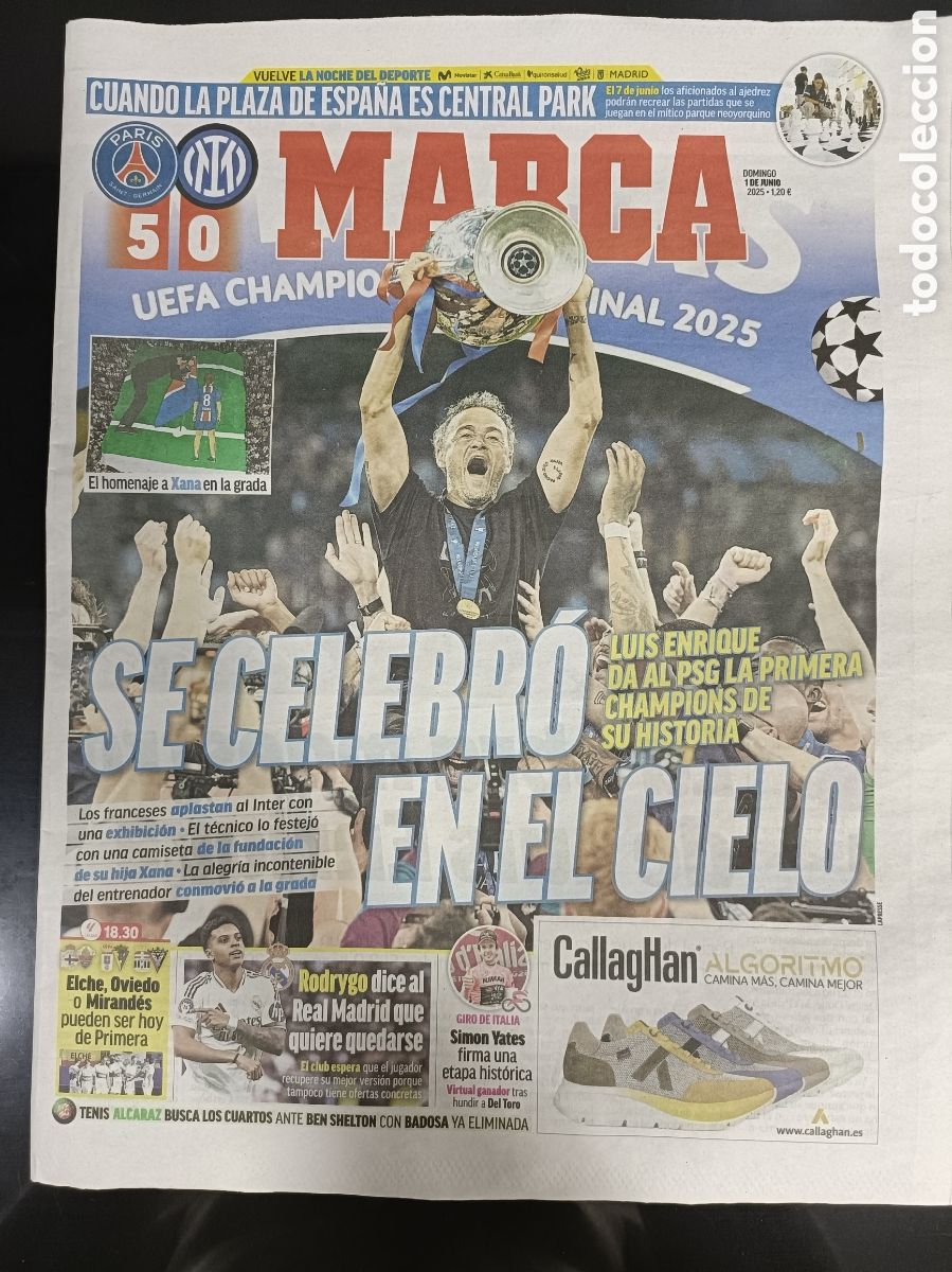 Sammelleidenschaft Sport: Peri&oacute;dico Marca Paris Saint Germain PSG Primera Champions League Copa de Europa 1 Junio 2025