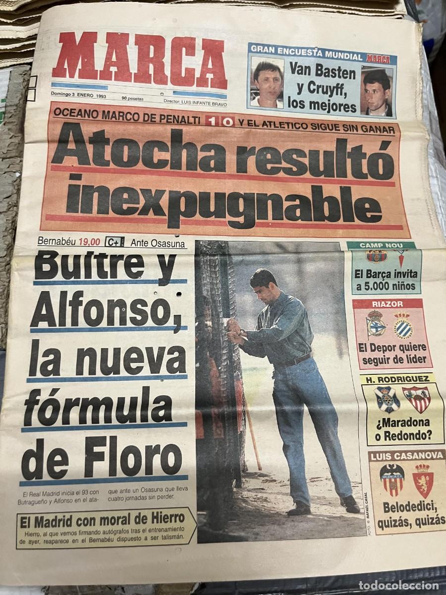 Sports collectibles: MARCA (3-1-1993) JORNADA LIGA REAL MADRID OSASUNA REAL SOCIEDAD 1-0 ATLETICO VAN BASTEN CRUYFF