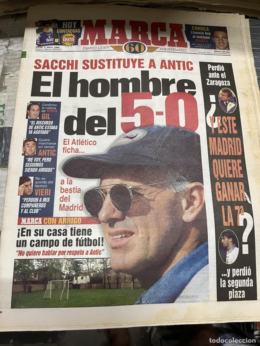 Sports collectibles: MARCA(5-5-1998)SACCHI ANTIC ATLETICO REAL MADRID 0-2 ZARAGOZA JOSE LUIS NU&Ntilde;EZ JESULIN ASCENSO ALAVES