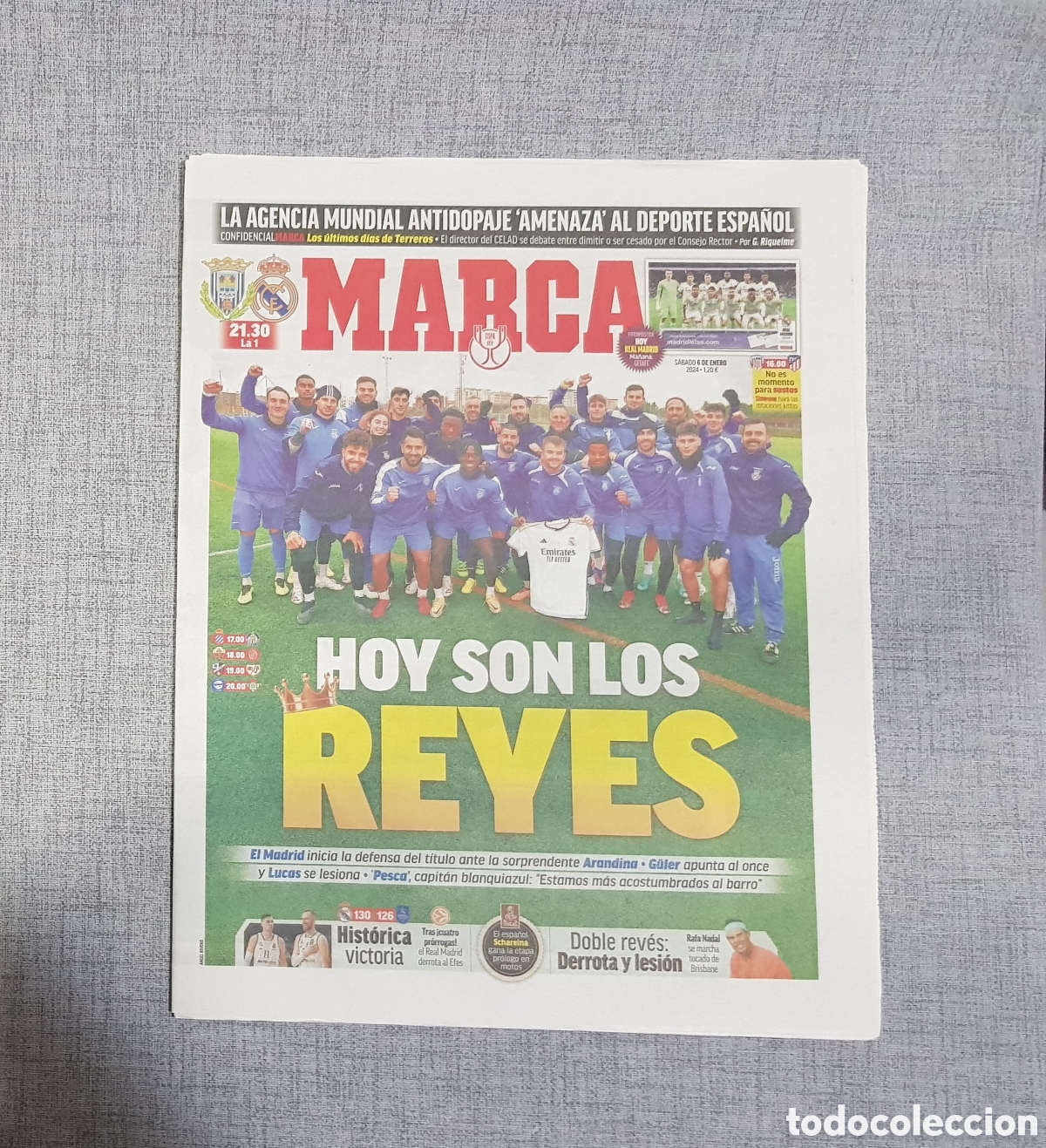 Sports collectibles: MARCA S&Aacute;BADO 6 ENERO 2024 LESI&Oacute;N NADAL MOTOS SCHAREINA BASKET VICTORIA REAL MADRID