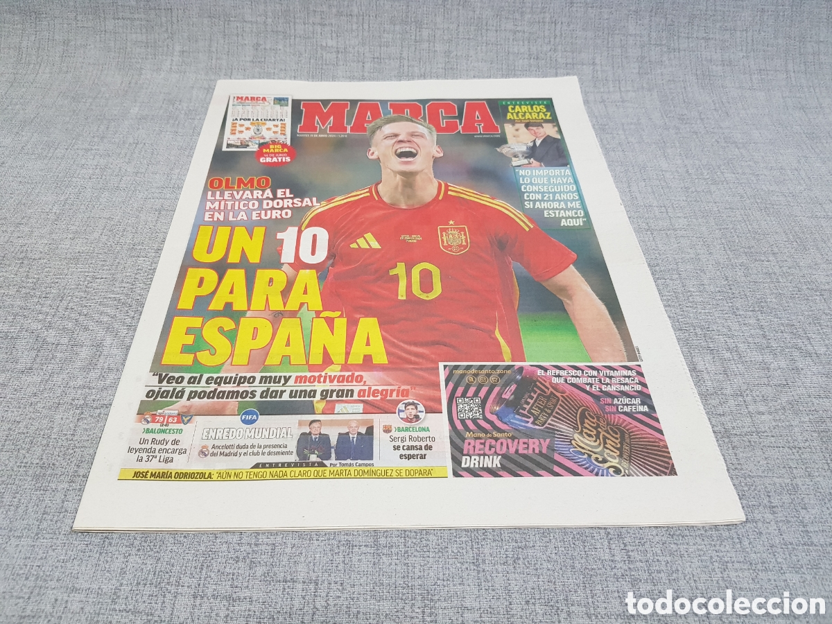 Sports collectibles: MARCA MARTES 11 JUNIO 2024 ALCARAZ SELECCI&Oacute;N ESPA&Ntilde;OLA OLMO 10