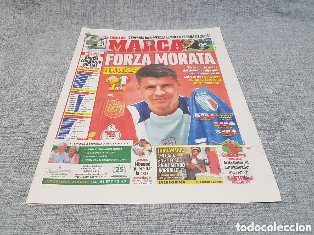 Sammelleidenschaft Sport: MARCA MI&Eacute;RCOLES 19 JUNIO 2024 MORATA CASILLAS CALENDARIO LA LIGA ARDA G&Uuml;LER
