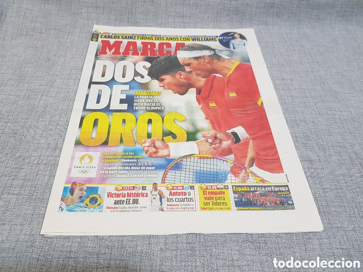 Sammelleidenschaft Sport: MARCA MARTES 30 JULIO 2024 TENIS NADALCARAZ WATERPOLO VICTORIA HIST&Oacute;RICA