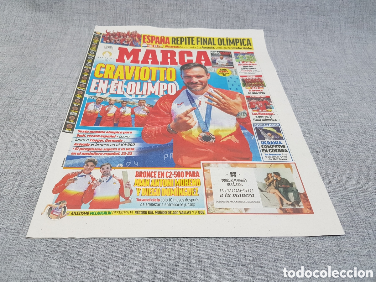 Sammelleidenschaft Sport: MARCA VIERNES 9 AGOSTO 2024 CRAVIOTTO MEDALLA OL&Iacute;MPICA C2-500 BRONCE ATLETISMO RECORD MCLAUGHLIN