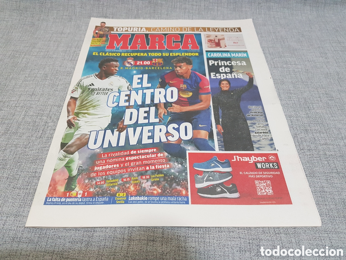 Collezionismo sportivo: MARCA S&Aacute;BADO 26 OCTUBRE 2024 TOPURIA LEYENDA CAROLINA MAR&Iacute;N PRINCESA ASTURIAS CL&Aacute;SICO MADRID BAR&Ccedil;A