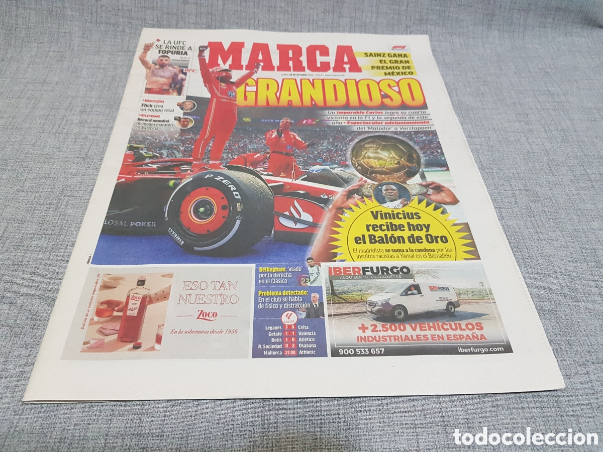 Collezionismo sportivo: MARCA LUNES 28 OCTUBRE 2024 UFC TOPURIA ATLESTISMO R&Eacute;CORD F1 VICTORIA SAINZ VINICIUS BAL&Oacute;N ORO