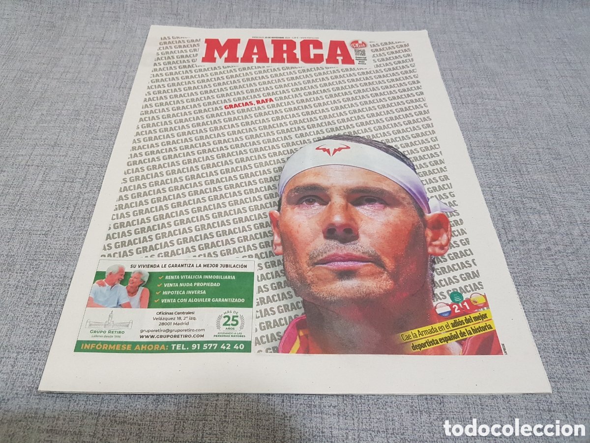 Collezionismo sportivo: MARCA MI&Eacute;RCOLES 20 NOVIEMBRE 2024 TENIS RETIRADA NADAL GRACIAS RAFA