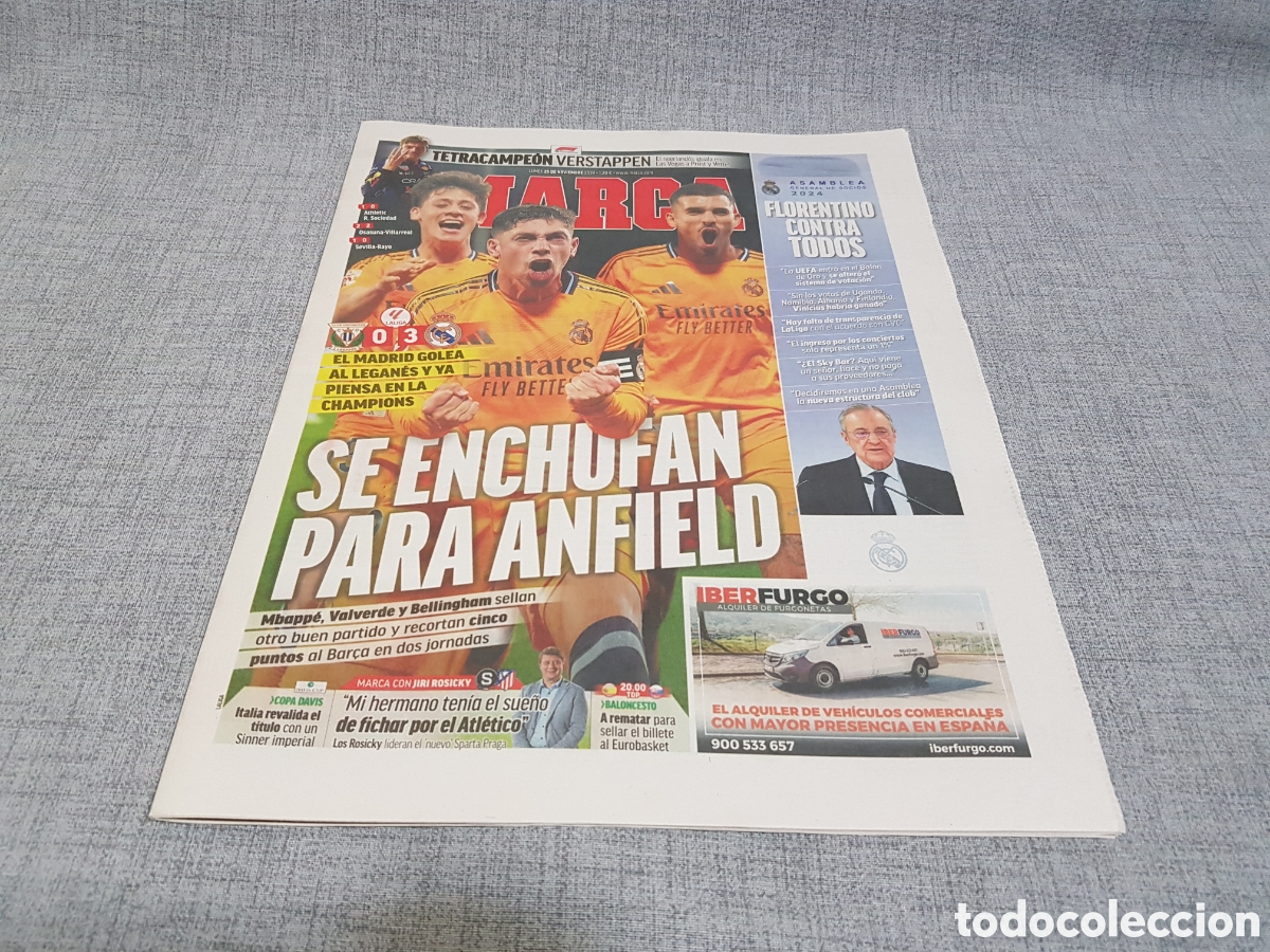 Collezionismo sportivo: MARCA LUNES 25 NOVIEMBRE 2024 F1 VERSTAPPEN TETRACAMPE&Oacute;N COPA DAVIS SINNER IMPERIAL