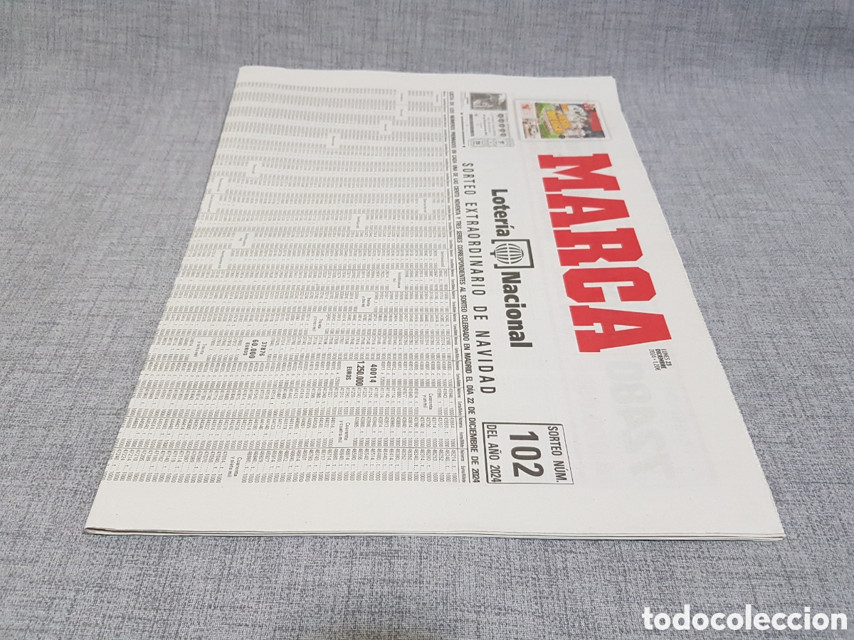 Collezionismo sportivo: MARCA LUNES 23 DICIEMBRE 2024 SORTEO EXTRAORDINARIO LOTER&Iacute;A NACIONAL NAVAS REAL MADRID SAINZ DAKAR
