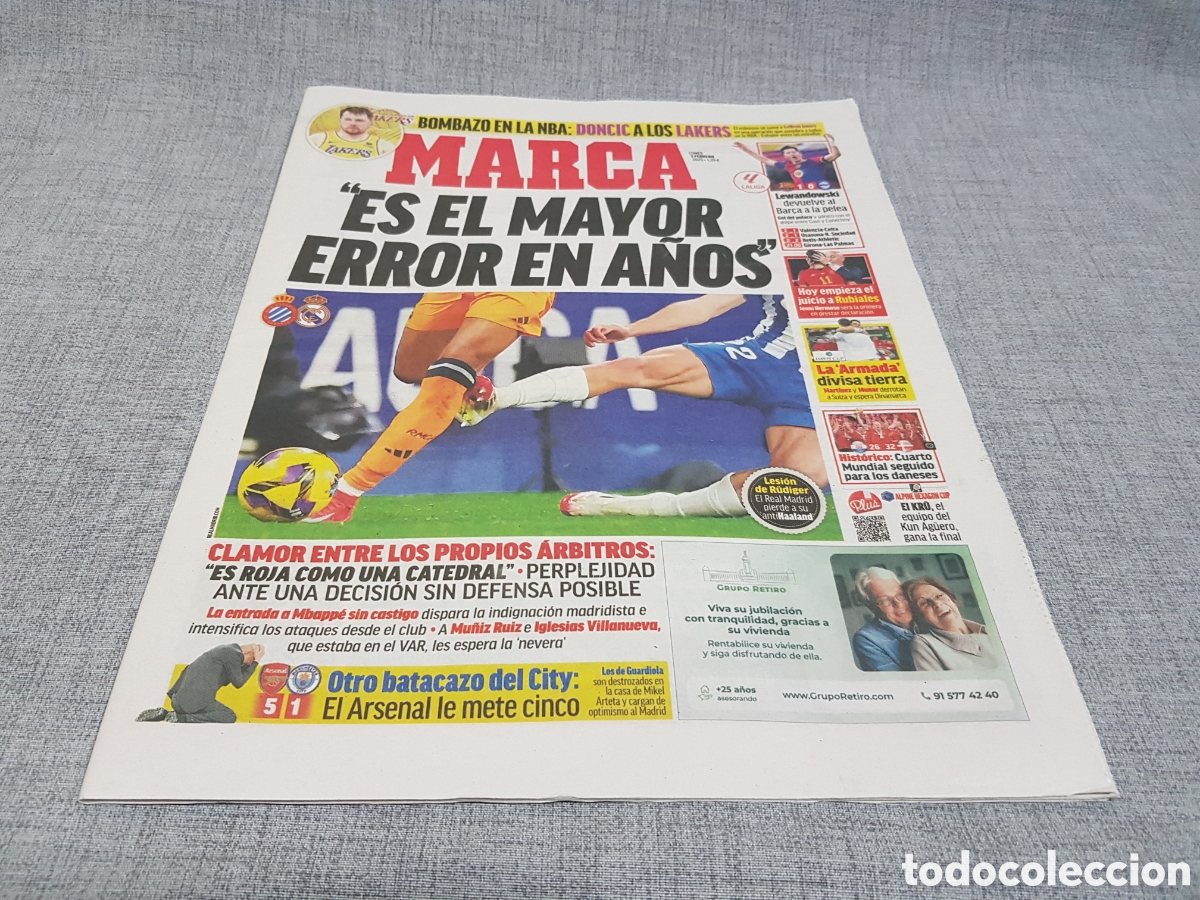 Collezionismo sportivo: MARCA LUNES 3 FEBRERO 2025 NVA DONCIC A LOS LAKERS JUICIO RUBIALES LESI&Oacute;N R&Uuml;DIGER