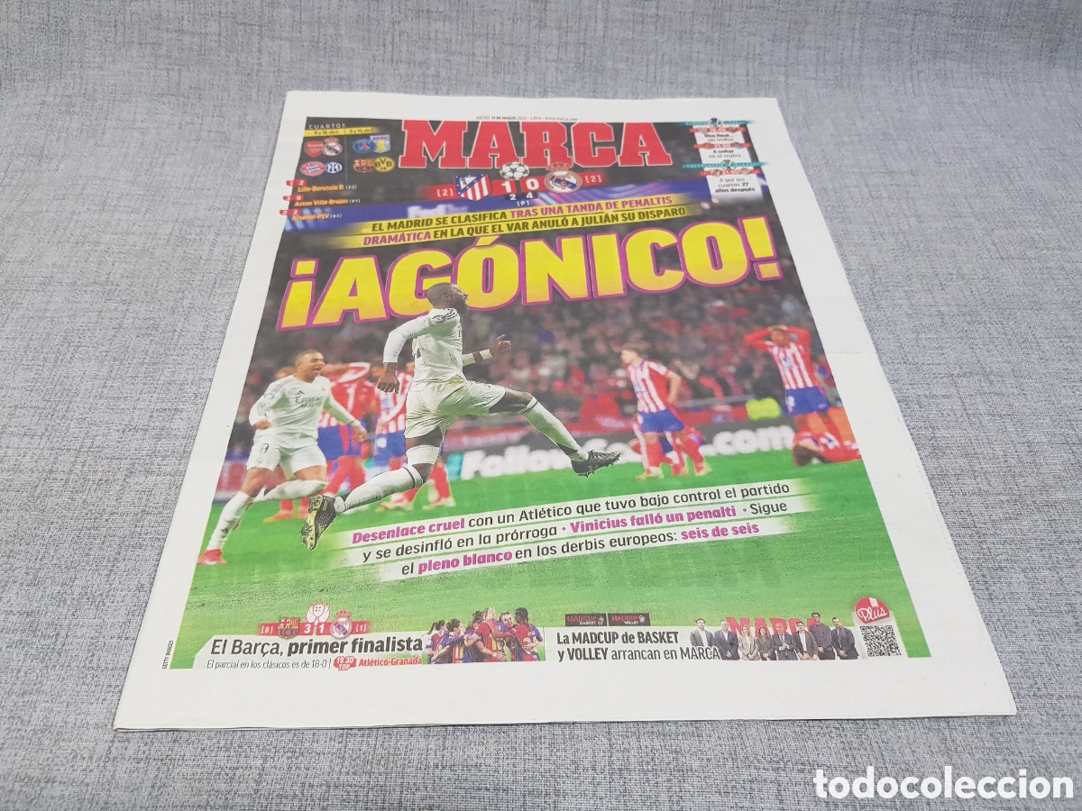 Collezionismo sportivo: MARCA JUEVES 13 MARZO 2025 EL MADRID SE CLASIFICA TRAS TANDA DE PENALTIS DRAM&Aacute;TICA