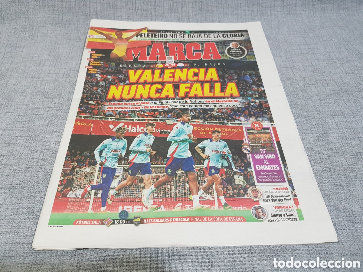 Collezionismo sportivo: MARCA DOMINGO 23 MARZO 2025 PELETEIRO TERCER BRONCE MUNDIALES PISTA CUBUERTA BOXEO MUERE FOREMAN