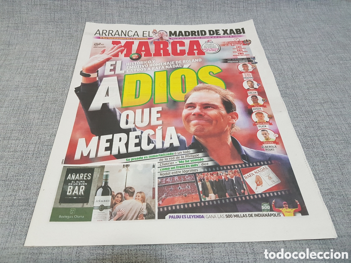 Collezionismo sportivo: MARCA LUNES 26 MAYO 2025 NADAL HOMENAJE ROLAND GARROS PALOU GANA 500 MILLAS INDIANAPOLIS