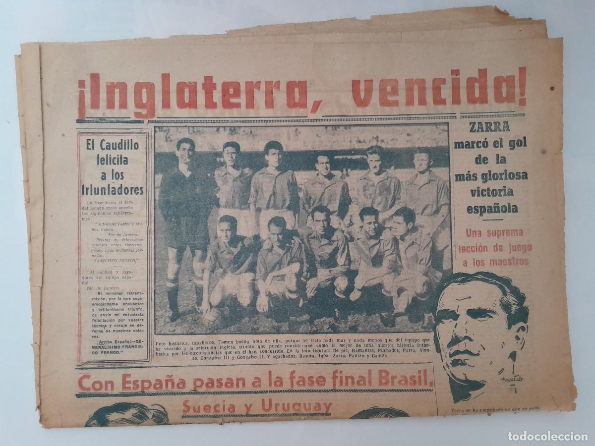Sammelleidenschaft Sport: ANTIGUO PERIODICO MARCA N&ordm; 2369 MADRID 3 JULIO 1950 FUTBOL INGLATERRA VENCIDA ZARRA RV